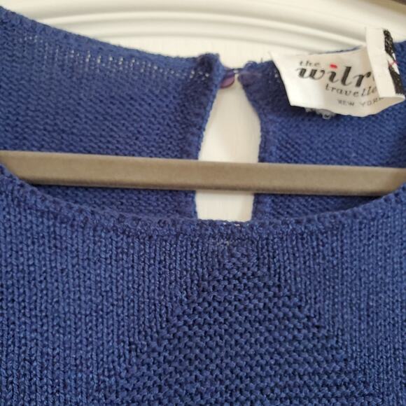 Wilroy Traveller Vintage Blue Knit, Short Sleeve Sweater, Size Small - Picture 3 of 6